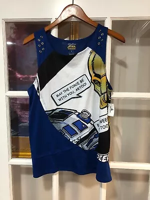 Disney Parks Star Wars Blue R2D2 C3PO May The Force Be With You Tank Women’s NEW • $9