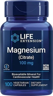 Life Extension Magnesium Citrate 100mg 100 Vegan Capsules Non-GMO & Gluten-Fr • £30