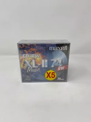 Maxell CD-RW74 / XL-II 74 CD-RW - 5 PACK Audio Music CD RW RE-WRITABLE Discs • £19.95