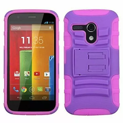 Asmyna Kickstand Protector Cover For Motorola Moto G - Purple/Electric Pink • $6.30