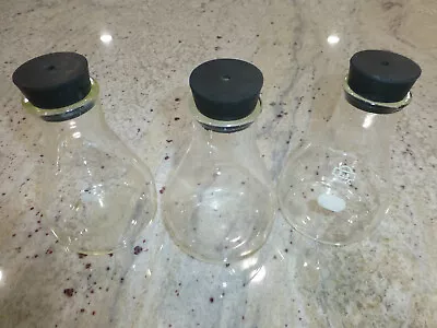 3 Of Orchid Glass Flasks Large Mouth With Rubber Stopper Seeding & Propagation • £56.72