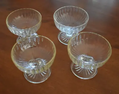 Vintage 4-Clear  Ribbed Depression Stemware  Desert Glass Drink Glass • $35