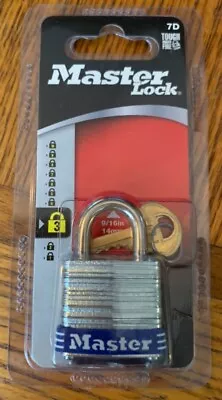 Master Lock No. 7-D 7D 9/16  Shackle Height New Blue Band Padlock 3 2x Keys  • $8.78