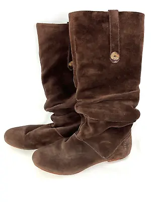 UGG Australia Women’s Highkoo Slouchy Boots Size 7 Brown Suede Leather 1948 • $24.99