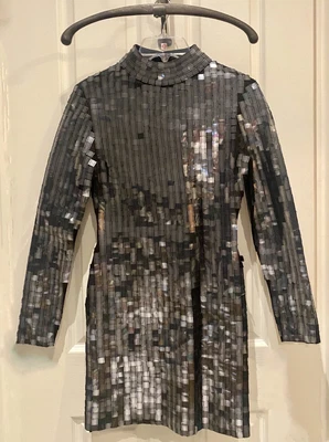£24.99 • Buy Silver Mirrored Sequin Embellished Long Sleeve Mini Dress