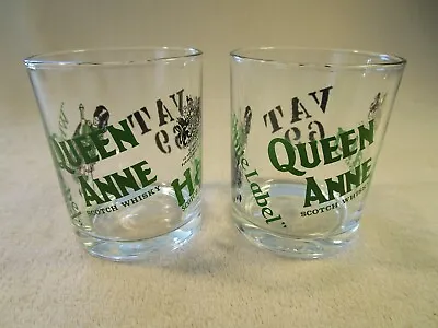 2 X Vintage Haig Queen Ann White Label Whiskey Tumbler Glasses  7.5 X 9 Cm  • £5.95
