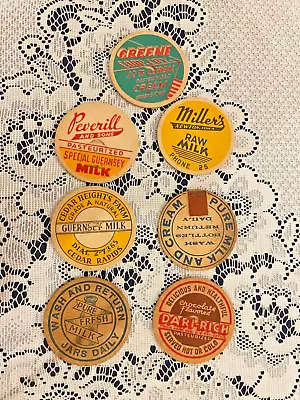 Lot Of 7 NOS Milk Dairy Bottle Cap Cedar Rapids Newton Greene Peverill Iowa • $10