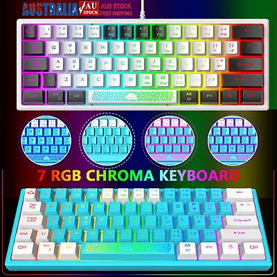 Mechanical Gaming Keyboard 60 Percent 61 RGB Rainbow Backlit Programmable Keys • $39.60