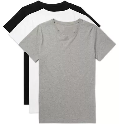 Men's Plain Blank Heavy Cotton T-shirt Basic Tee Short Sleeve Black White Grey • $5.85