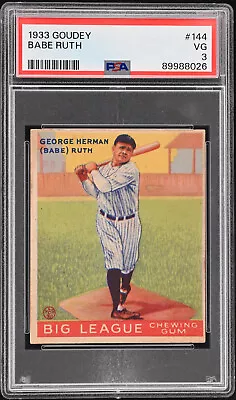 1933 Goudey #144 Babe Ruth Yankees PSA 3 • $18999