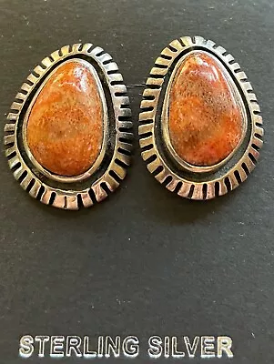 Vintage Navajo Sterling Coral Post Earrings • $42