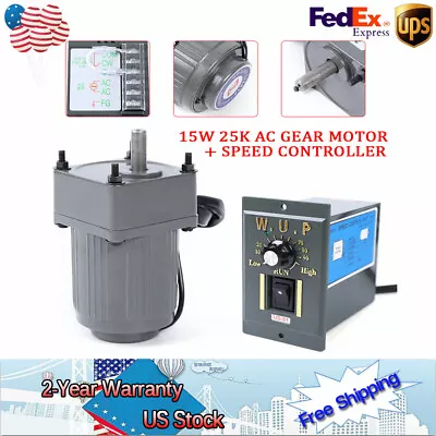 110V 15W 25K AC Gear Motor Electric W/ Variable Speed Reduction Controller Fast • $68.40
