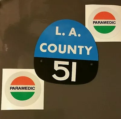 LA COUNTY 51  EMERGENCY 51  FIRE HELMET SHIELD  White 51 & Paramedic Decal • $24