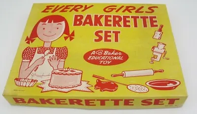 Vtg Every Girls Bakerette Set Baker Educational Kitchen Toy Mini Utensils  • $39.99