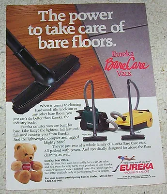 1990 Print Ad - Eureka Rally & Mighty Mite Bare Floor Vacuum Cleaners Vintage AD • $6.99