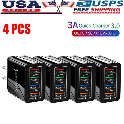 1-4 Pcs 4 Port Fast Quick Charge USB Hub Wall Charger Power Adapter US Plug • $5.26