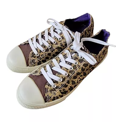 Max Azria X Miley Cyrus Animal Print Canvas Lace Up Sneakers Women's Size 8 • $21.99