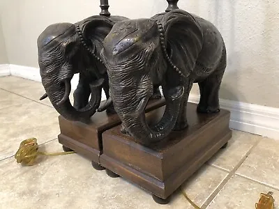 Theodore Alexander Maitland Smith Bronze Leather Elephant Lamp Hollywood Regency • $2499.99