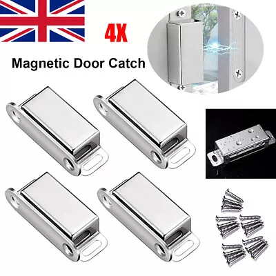 £4.39 • Buy 4X Stainless Magnetic Door Catch Heavy Duty Strong Magnet Cupboard Latch Lock 