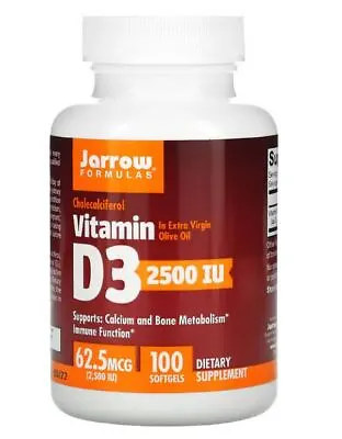 Jarrow Formulas Vitamin D3 Cholecalciferol 62.5 Mcg (2500 IU) 100 Softgels • £12.86