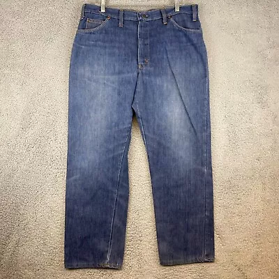 VINTAGE JC Penney Jeans Mens 36x30 Blue 50/50 Poly Blend Dark USA Made 50s 60s • $39.99