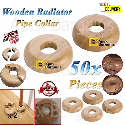 2/6/8/10/50x 15mm Solid Oak Colour Wooden Wood Radiator Pipe Collars Cover Floor • £62