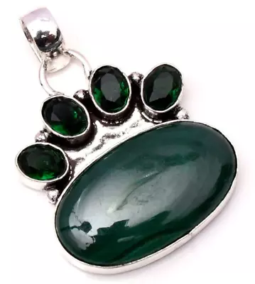 Natural Malachite Gemstone 925 Sterling Silver Handmade Jewelry Pendant • £12.61