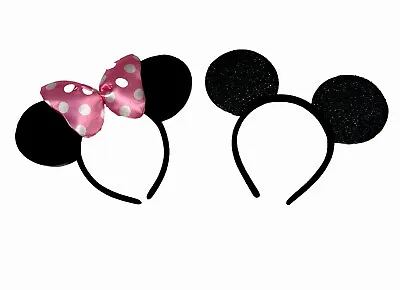 20 Pcs Minnie Mickey Mouse Ears Headbands Black Pink Bow Party Favors Birthday • $19.99