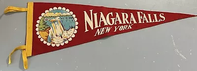 Vintage  Felt Red Souvenir Pennant Niagara Falls NY Horseshoe Falls 26”  • $15