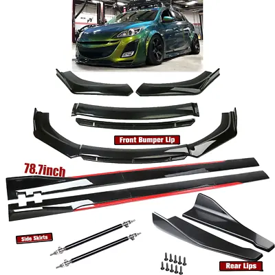 Glossy Black For Mazda 3 Mazdaspeed3 Front Bumper Lip Spoiler Side Skirt Rear • $99.99