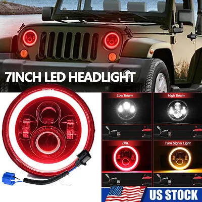 7  Inch Round LED Headlight Halo Angle Eyes Red For Jeep Wrangler JK LJ TJ CJ • $22.75