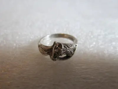 Vtg Childs 🐴 Or Pinky RING SIGNED 925 Cast Sterling Silver Horse Head 🐎 Sz 4.5 • $14.96