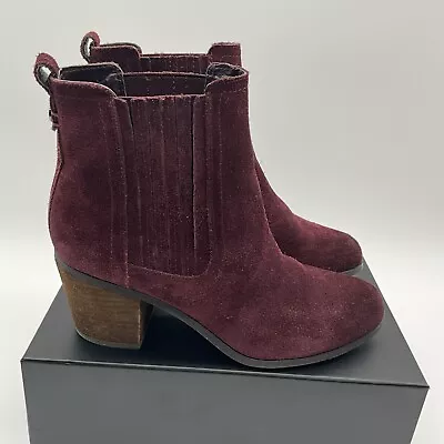 Sam Edelman Women’s Size 7 Maroon Slip On Bootie Suede Leather • $34.99