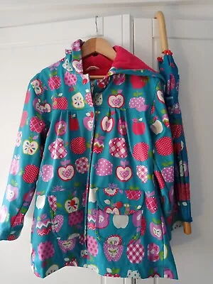 Girls Hatley Apple Raincoat 5yrs With Matching Umbrella BN • £34.99