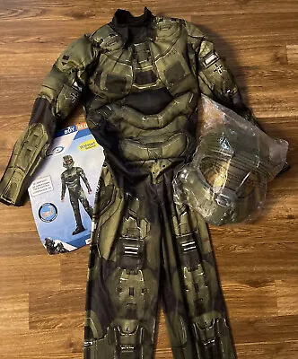 NEW-HALO-Boys' Master Chief 2PC Classic Muscle Costume-M 8-10 • $19.99