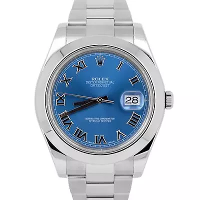 MINT 2016 PAPERS Rolex DateJust II 41mm AZZURRO Blue Roman Steel 116300 B+P • $8693.68