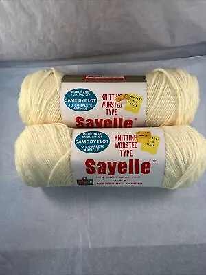 2 Vintage Sayelle K-Mart Orlon Acrylic Yarn Baby Yellow 1012 Same Dye Lot 4 Ply • $11.99