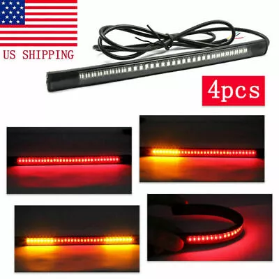 $15.79 • Buy 4x 48 LED Strip Tail Brake Lights For Yamaha V Star XVS 650 950 1100 1300 Custom