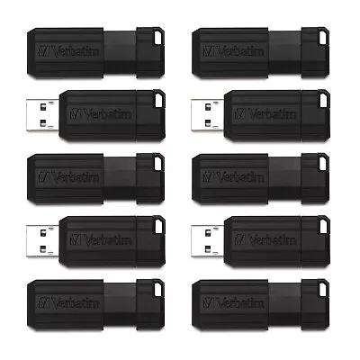 Verbatim PinStripe 64GB USB 2.0 Type A Flash Drive Black 10/Pack (70901) • $49.99