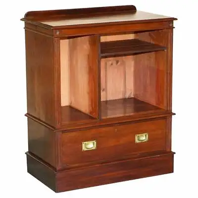 Antique Victorian Rich Mahogany Military Campaign Drinks Cabinet Or Tv Stand • £1950