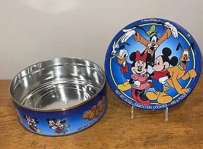 Vintage Walt Disney World Mickey And Friends 14 Oz Fancy Fun Cookie Tin Denmark • $9.99