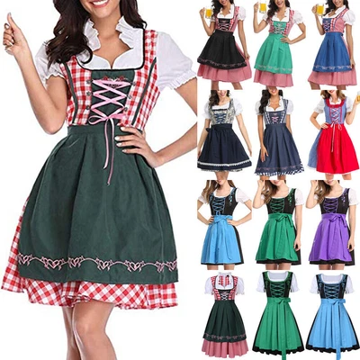 £8.09 • Buy Ladies Oktoberfest Beer Maid Costume Cosplay German Bavarian Dirndl Fancy Dress
