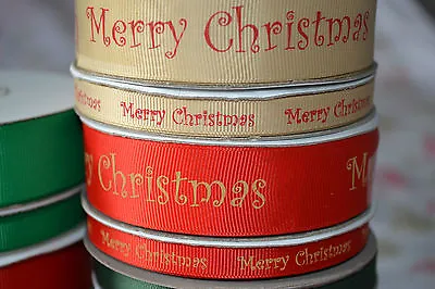 £1.45 • Buy Red & Gold MERRY CHRISTMAS Ribbon Craft Sewing Scrapbooking Present FULL REELS