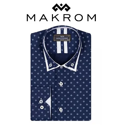 Men's MAKROM Snowflake Double Collar Shirt • £39