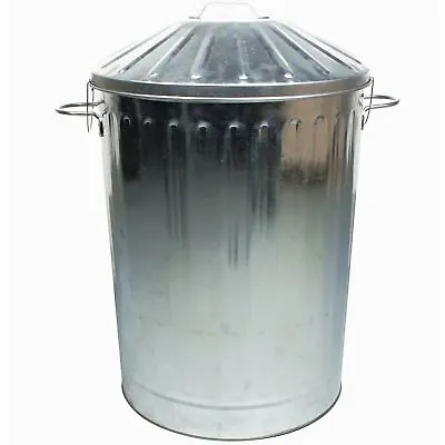 90L Colour Metal Dustbin House Garden Bin With Special Locking Lid Galvanised • £19.99