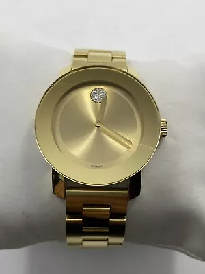 Movado Bold Quartz Crystal Yellow Gold IP Stainless Steel Ladies Watch 3600104 • $169.95