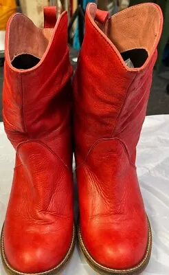 Red Or Dead Red Leather Boots Size 4 CG B44 • £7.99