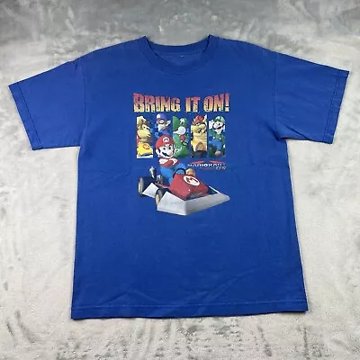 Vintage Mario Kart Nintendo DS Promo Shirt Mens Small Blue Bring It On Box Logo • $26.88