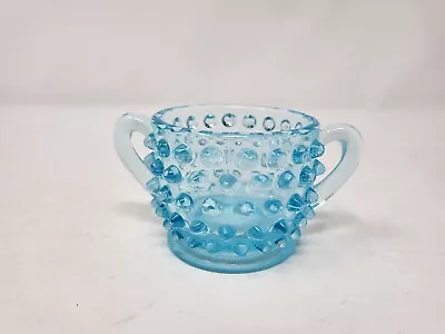 Vintage Fenton Blue Opalescent Hobnail Glass Sugar Dish Collectable 2  Tall • $14