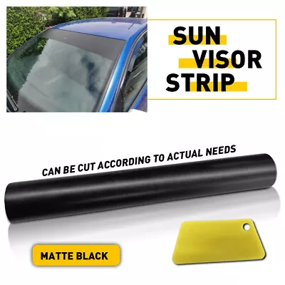 Matte Black 10*60 Window Windshield Banner Vinyl Decal Sun Visor Strip Universal • $11.19